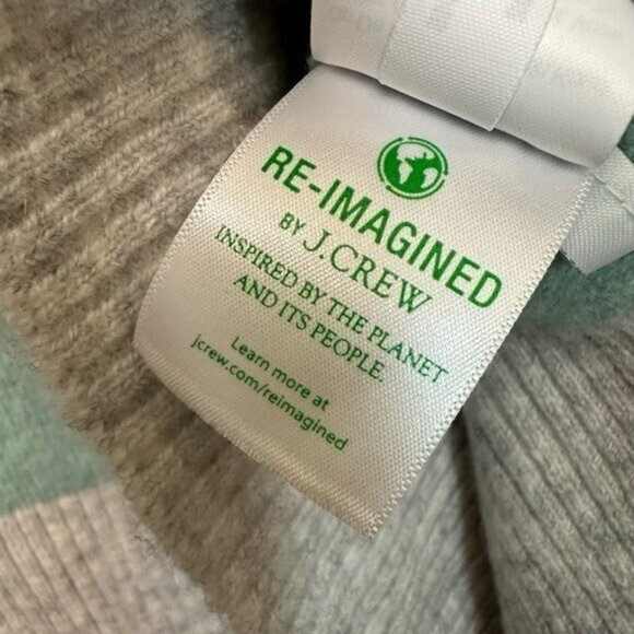 J Crew Women's XS Striped Turtleneck Sweater Supersoft Yarn Green Gray BS045 - Picture 8 of 9